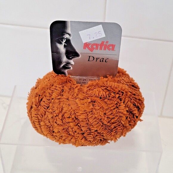 1 Ball Katia Drac Yarn Nylon Orange Rust 25g 122 yds  Fluffy Fuzzy DISC - Picture 1 of 6